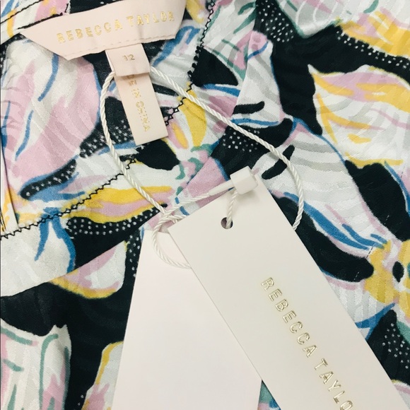 REBECCA TAYLOR 12 Bow Ruffle Floral Print Silk Blouse Top - Picture 3 of 4